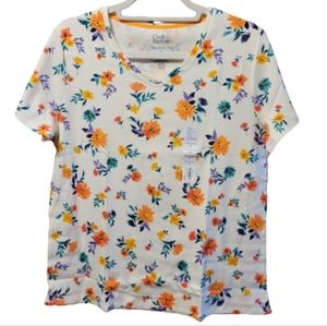 Croft & Barrow  Essential V-Neck Tee  Floral  Short-sleeve  Women's XL  NEW